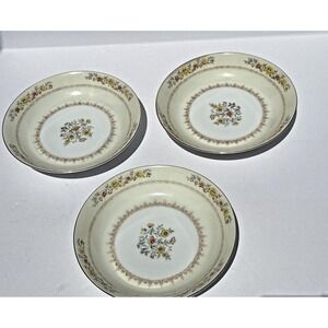 MEITO China Fonda 3 Hand Painted Coupe Soup Bowls Replacements Floral 7.5"